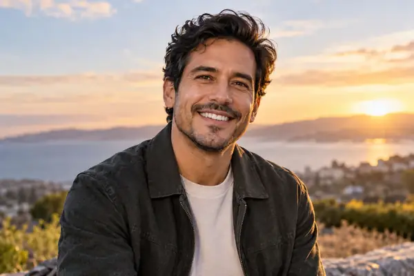 Porträt von Michael Rodriguez, einem lächelnden kreativen Marketingdirektor im Freien.